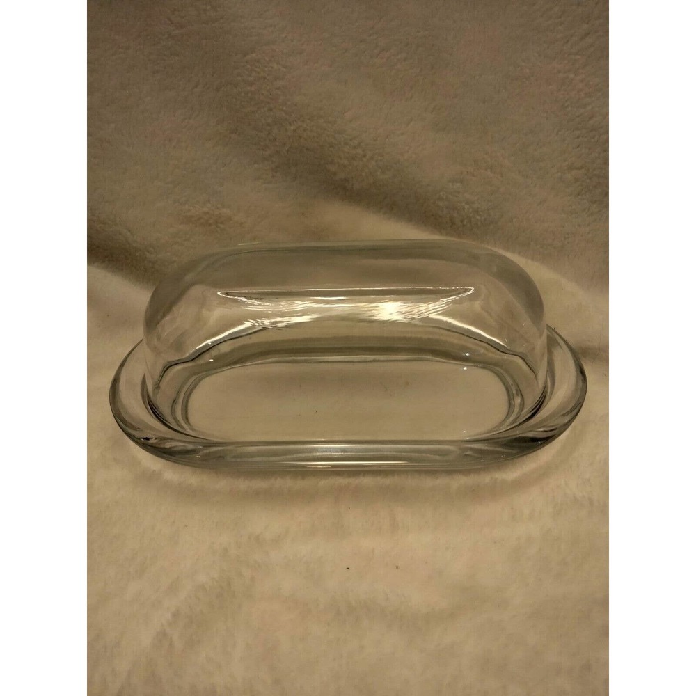 VNT Farm House Large Glass Butter Dish 7 3/4" x 5".
